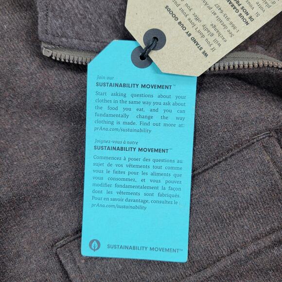 PrAna Mens Brookland 1/4 Zip Sweater Size XL Brown Wool Blend NEW - Picture 2 of 16